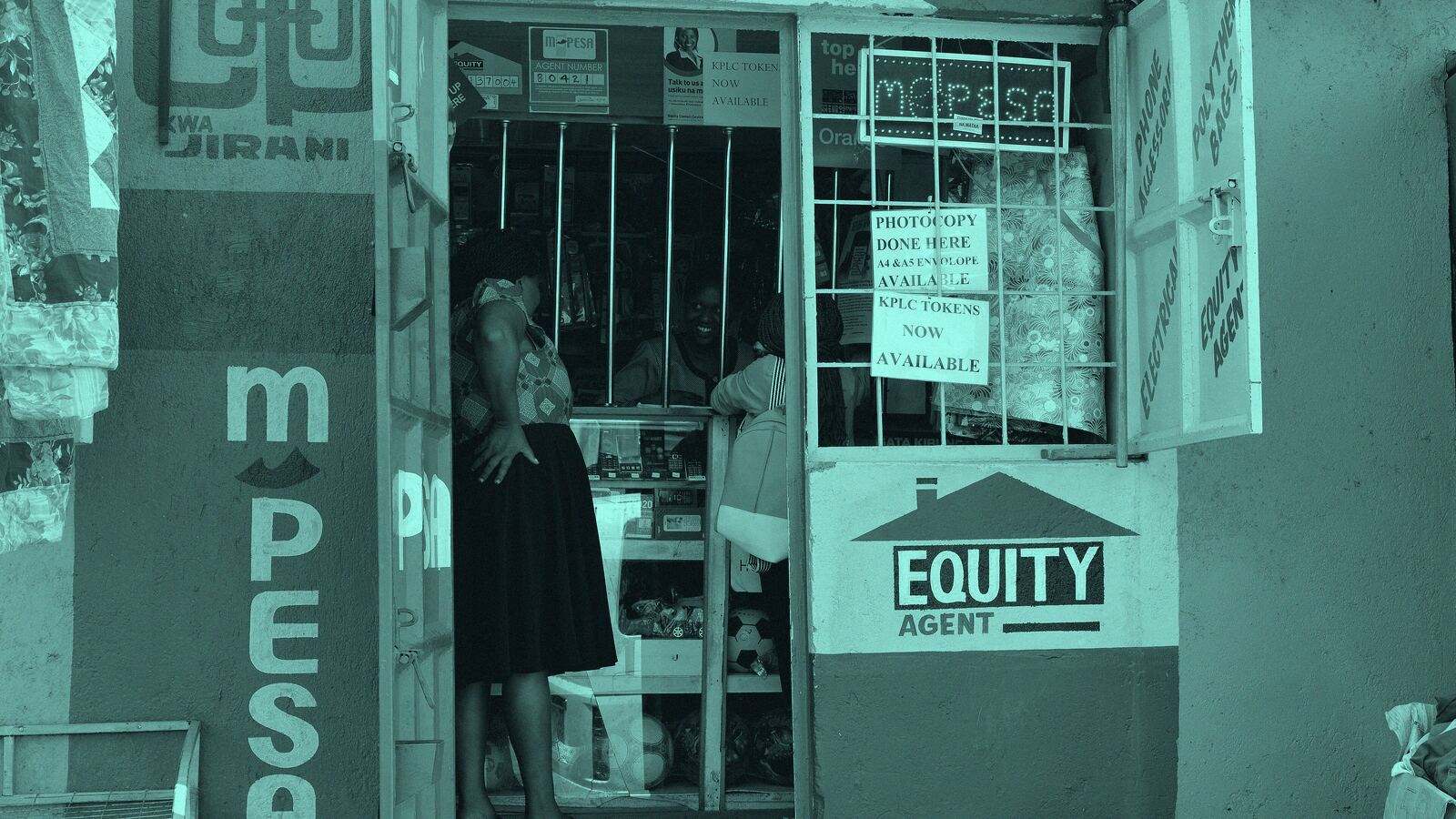 A mobile money and bank agent kiosk in Nairobi